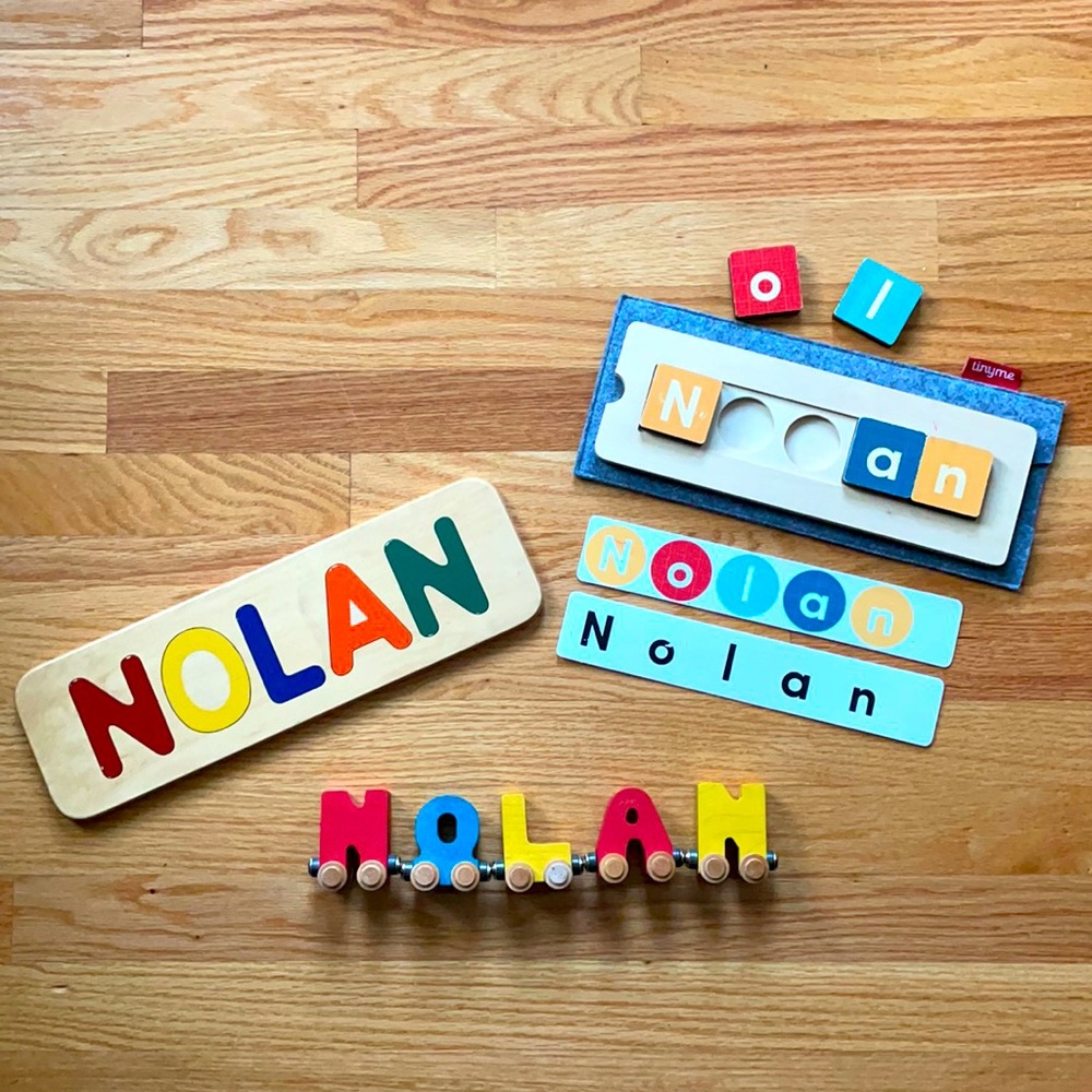 “Nolan” wooden puzzles and name train